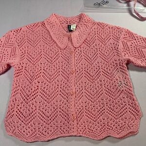 H&M Pink Crochet Cardigan